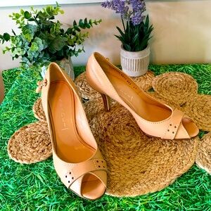 Casadei, neutral tone heels, open peep toe, size 7.5, EUC